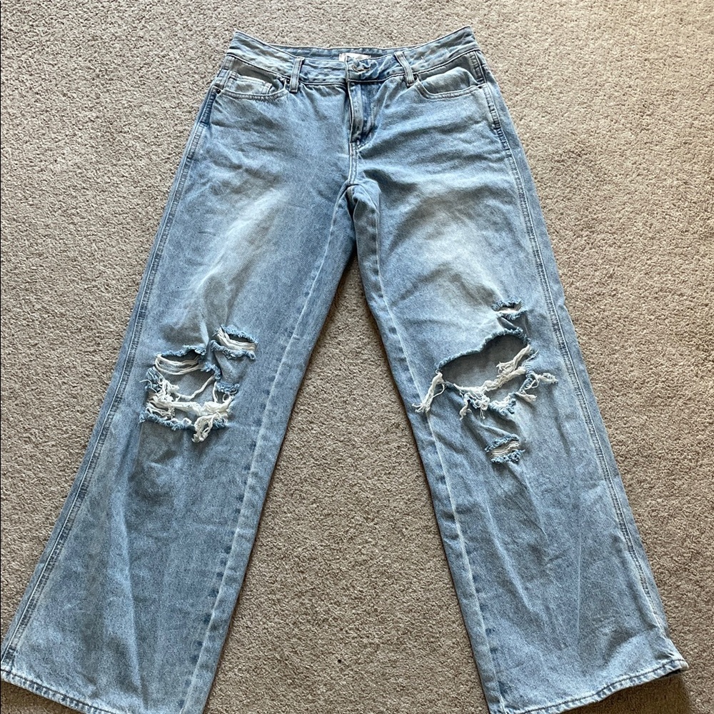 PacSun Light Blue Wide Leg Distressed Jeans